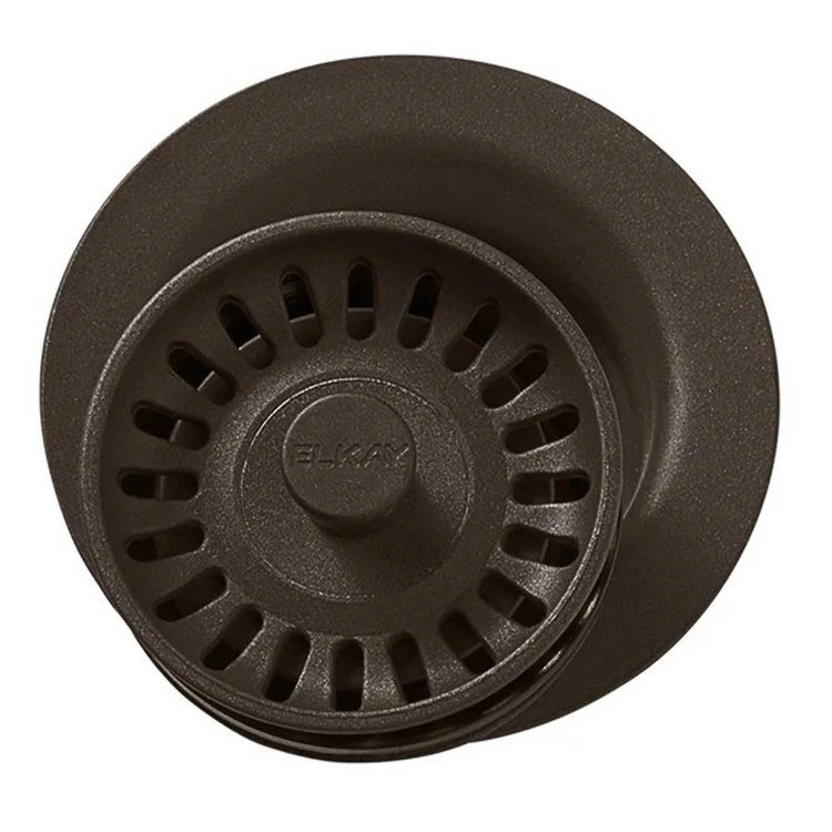 Disposal Flange with Removable Basket Strainer and Rubber Stopper Black 3-1/2 Inch Polymer for Sinks with 3-1/2