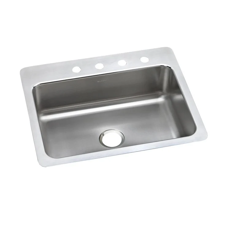 Kitchen Sink Lustertone Classic 27 x 22 Inch Single Bowl 1 Hole Lustrous Satin Drop-In Undermount Drain Location Center Slim Rim Sides and Bottom Pads - Frankwebs