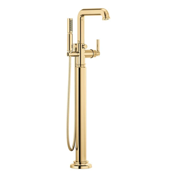 Tub Filler Trim Invari Floor Mount Less Handle Brilliance Luxe Gold ADA 1 Hole 15.5 Gallons per Minute - Frankwebs