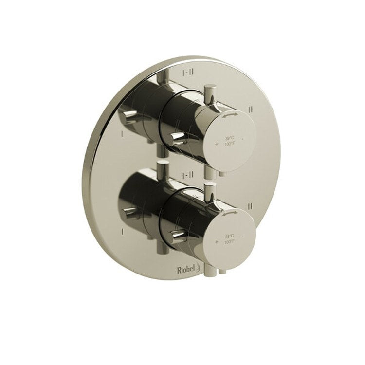 Thermostatic and Pressure Balance Valve Trim Pallace 3/4 Inch Round 4-Way 6 Function 2 Cross Brushed Nickel - Frankwebs