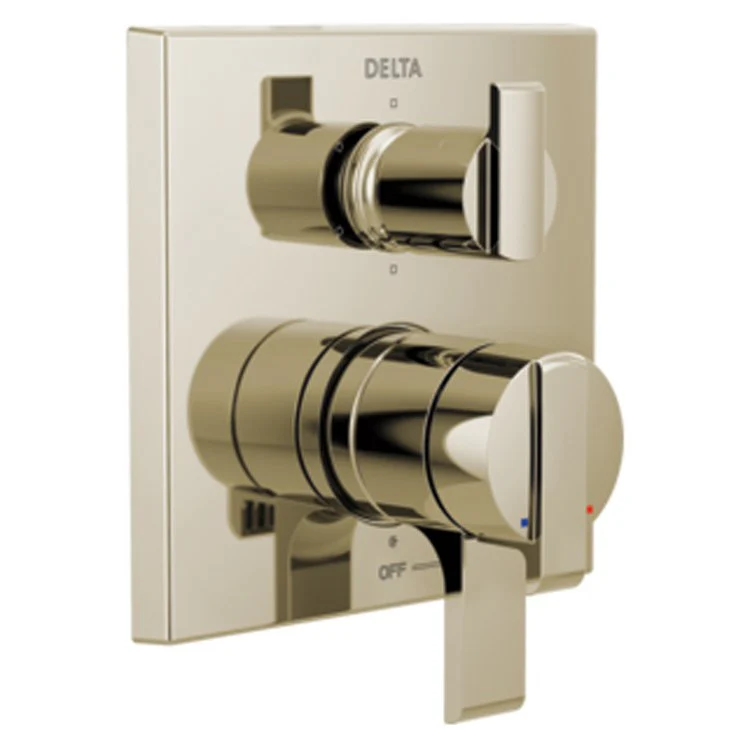 Valve Trim Ara Monitor 17 Angular Modern with Volume Control and 6 Setting Integrated Diverter 2 Lever Brilliance Polished Nickel ADA for MultiChoice Universal Rough-In Valve R22000 Series - Frankwebs