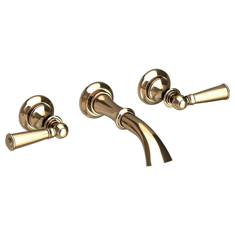 Sutton Two Handle Wall-Mount Bathroom Faucet with Lever Handles - French Gold - Frankwebs
