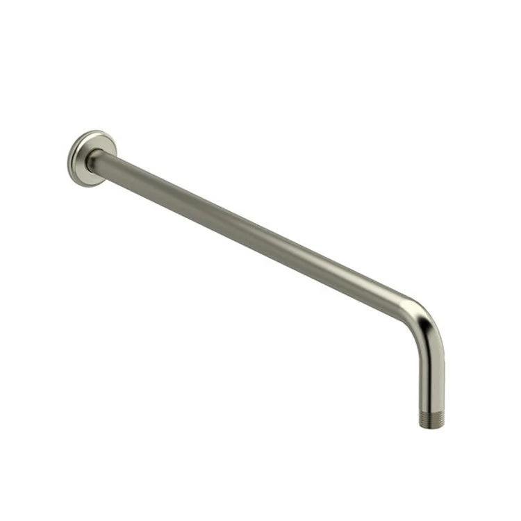Shower Arm with Round Escutcheon and Momenti Flange Brushed Nickel 20 Inch 19-3/8 Inch 1/2 Inch Inlet MNPT Brass Wall Mount - Frankwebs