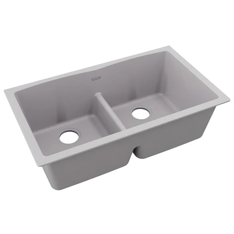 Kitchen Sink Quartz Classic 33 x 19 Inch Double Bowl Equal with Aqua Divide Dusk Gray Undermount - Frankwebs