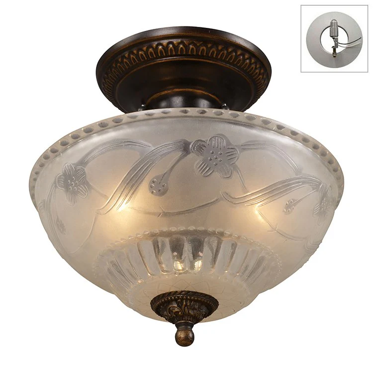 Restoration Three-Light Semi-Flush Mount Ceiling Fixture with Recessed Light Kit - Frankwebs