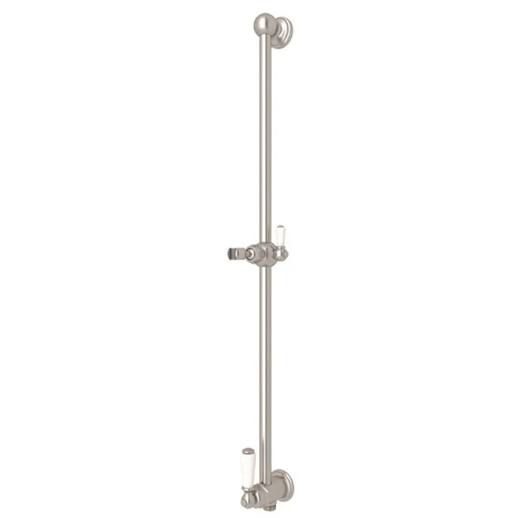 Handshower Bar Edwardian with Integrated Volume Control & Outlet Unlacquered Brass 25 Inch - Frankwebs