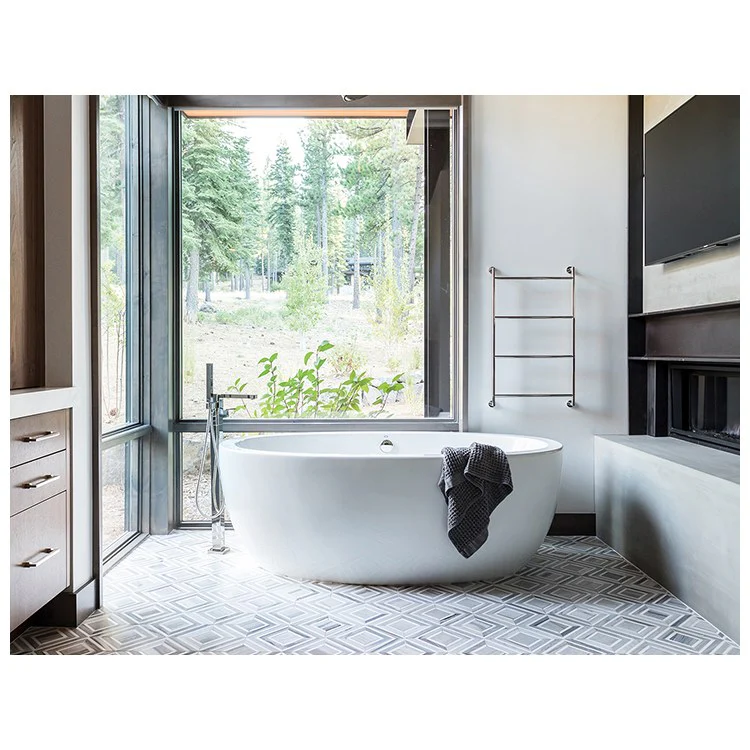 Soaking Tub Olivia 1 66 x 36 Inch Freestanding Sculpted Center White Acrylic CXL 87 Gallons 23-1/2 Inch - Frankwebs