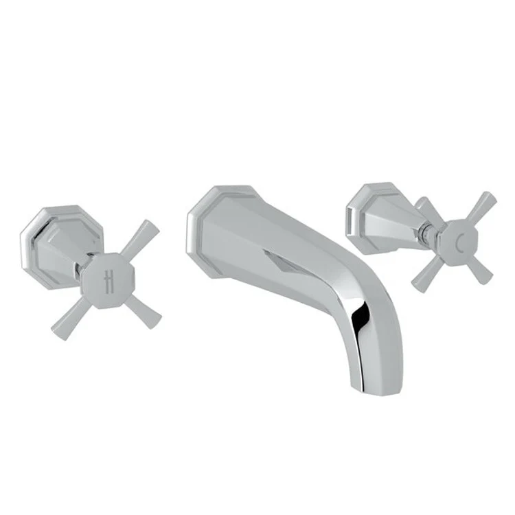 Lavatory Faucet Deco Wall Mount Widespread 2 Cross Satin Nickel 1.2 Gallons per Minute - Frankwebs