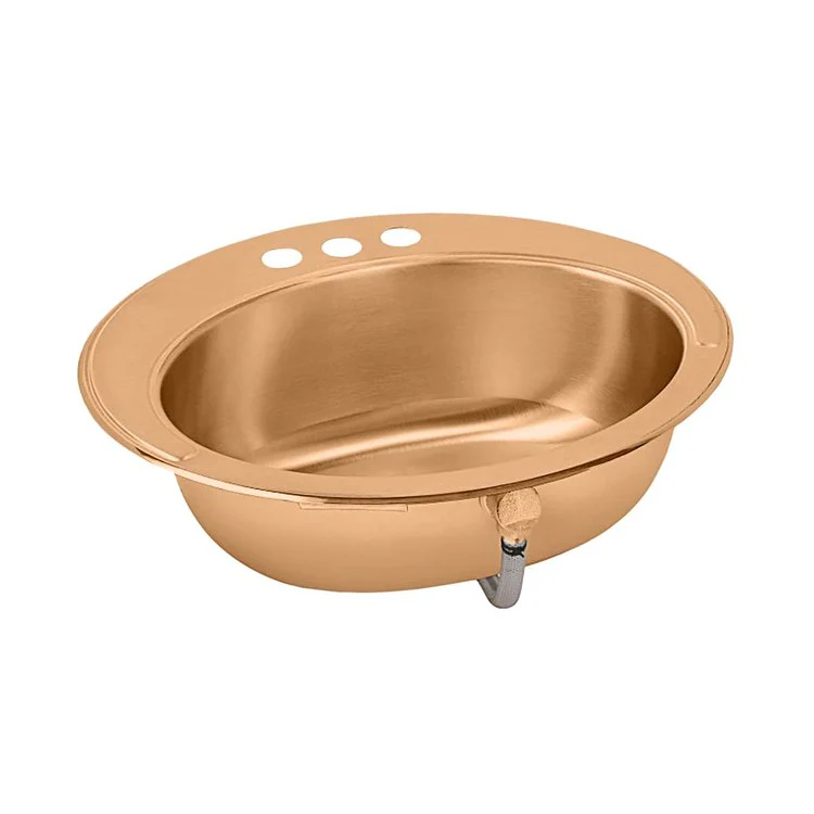 Lavatory Sink CuVerro 19.5 x 16.5 Inch Oval ADA Lustrous Satin LKF293-CU Overflow Assembly CS3 Hole - Frankwebs