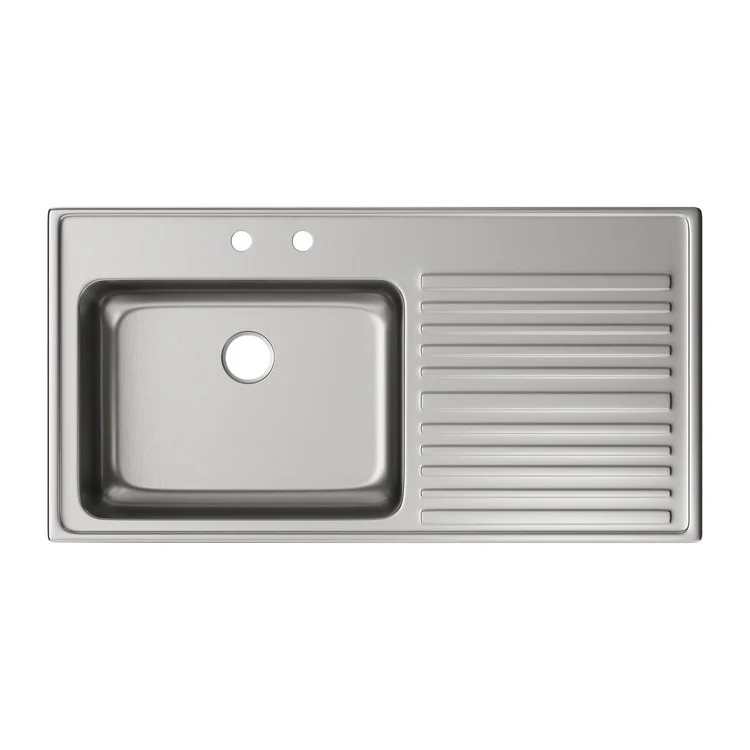 Kitchen Sink Lustertone Classic 43 x 22 Inch Single Bowl with Right Drainboard MR2 Hole Lustrous Satin Drop-In - Frankwebs