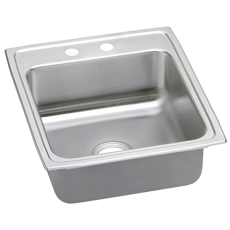 Kitchen Sink Lustertone Classic 19.5 x 22 Inch Single Bowl MR2 Hole ADA Lustrous Satin Drop-In Rectangle Drain Location Rear Center Depth 6 Inch Quick Clip Mounting System Bottom Only Pads - Frankwebs
