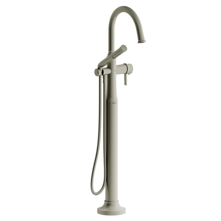 Tub Filler Trim Momenti Floor Mount with C-Spout 1 J-Shaped Lever Polished Nickel ADA - Frankwebs