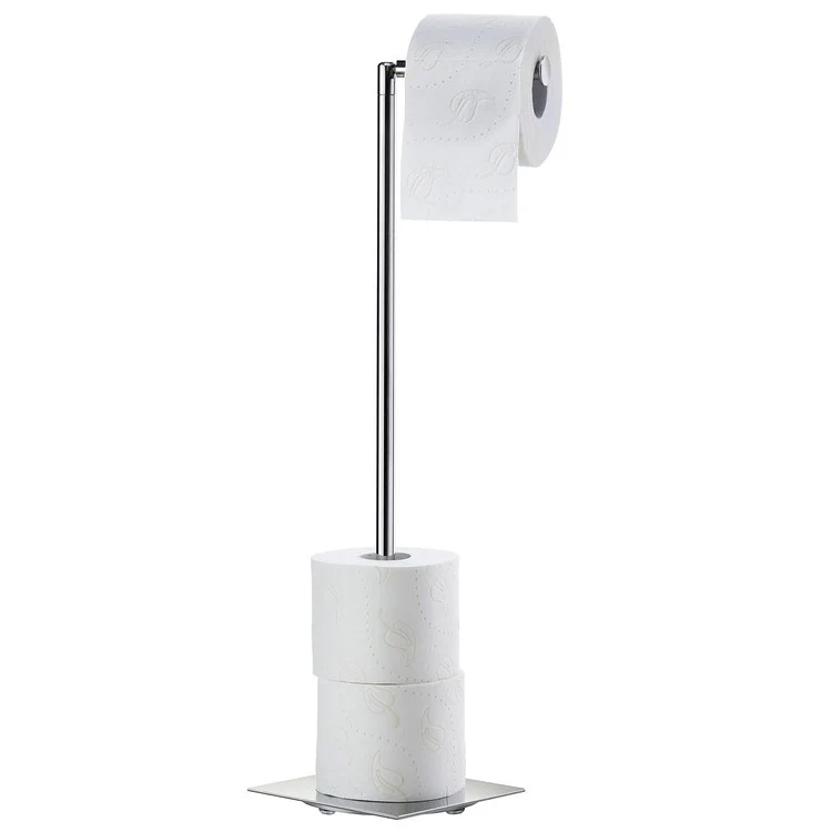 Toilet Paper Holder Outline Lite Spare Square Base Polished Stainless Steel 6-3/4 x 6-3/4 x 24-1/4 Inch Freestanding - Frankwebs