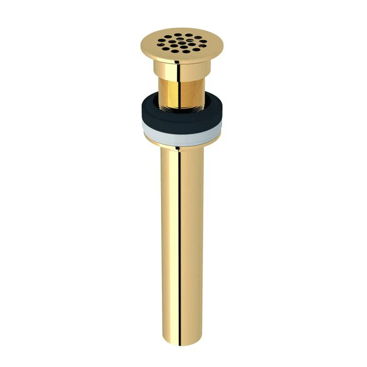 Grid Drain Allia Non-Slotted Less Overflow 10 Inch Unlacquered Brass 2-1/2 Inch Running Thread Brass for Vessel Sinks Less Overflow Holes - Frankwebs