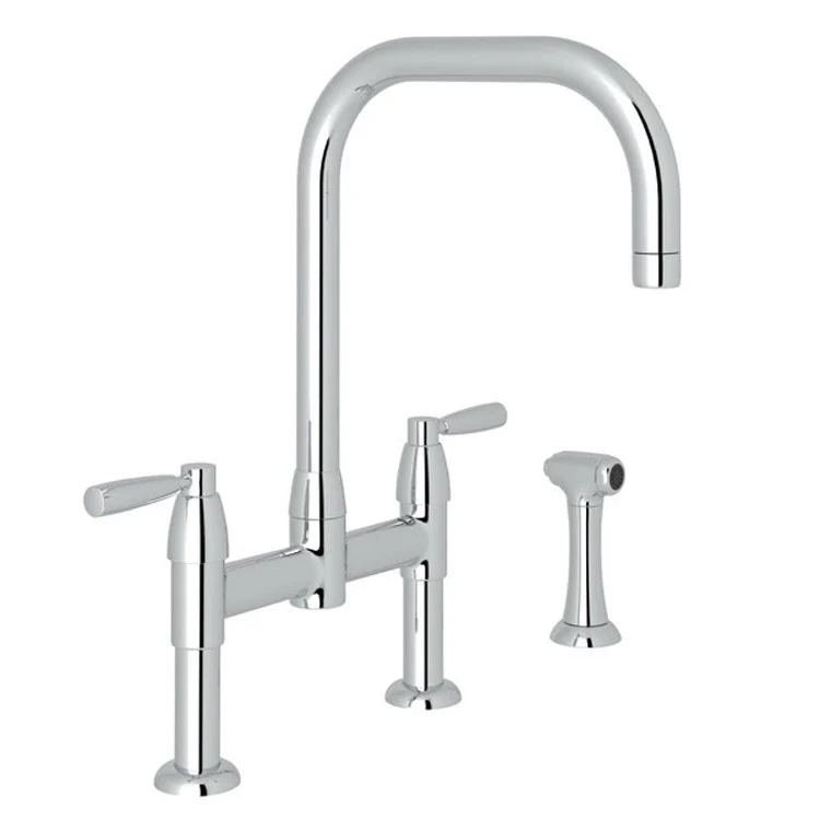 Kitchen Faucet Holborn 8 Inch Spread 2 Lever Satin Nickel Bridge U-Spout 1.8 Gallons per Minute - Frankwebs
