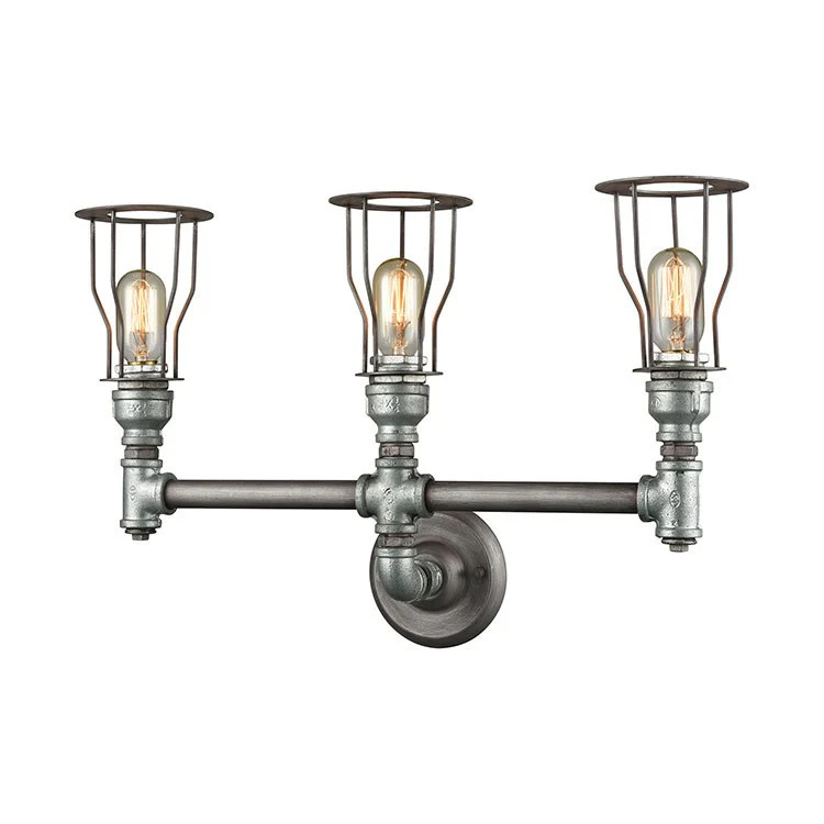 Cast Iron Pipe Three-Light Bathroom Vanity Fixture - Frankwebs