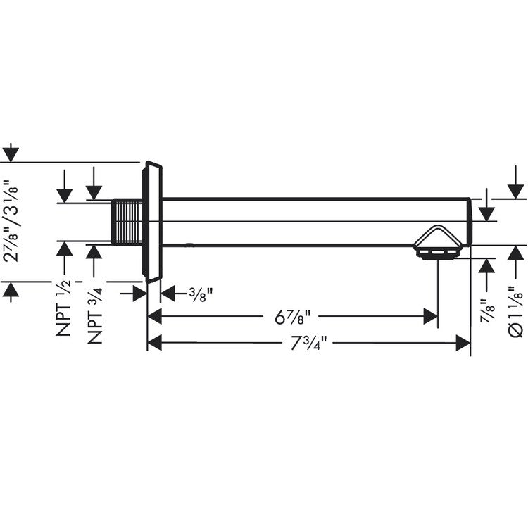 Tub Spout Locarno Less Diverter Polished Nickel 7-3/4 Inch 5.81 Gallons per Minute Brass - Frankwebs