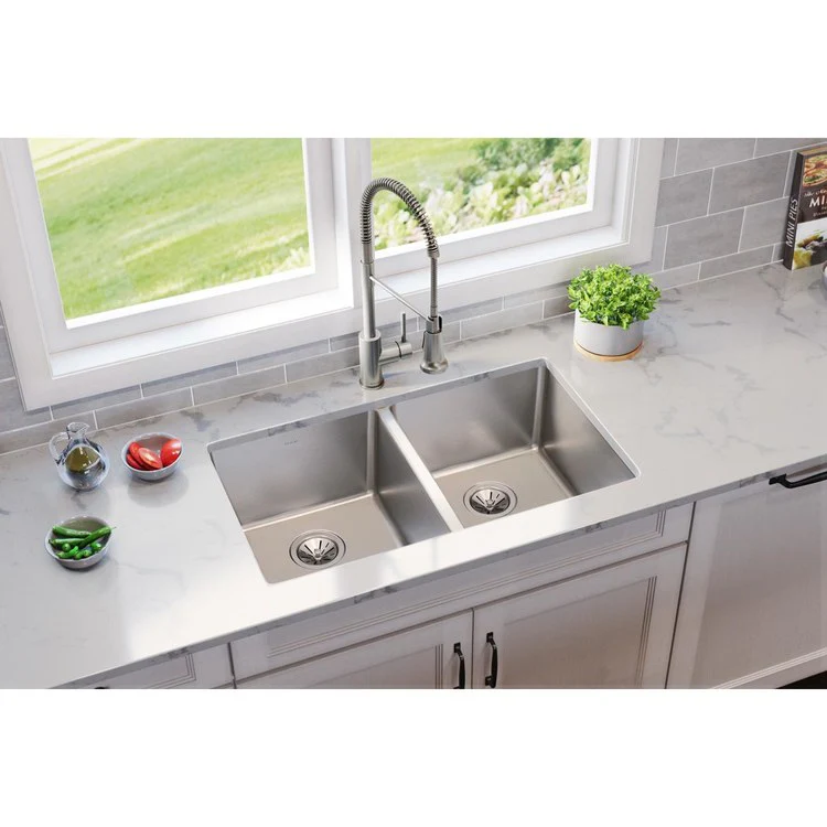 Kitchen Sink Lustertone Iconix 32.75 x 19.5 Inch Double Bowl Luminous Satin Undermount - Frankwebs