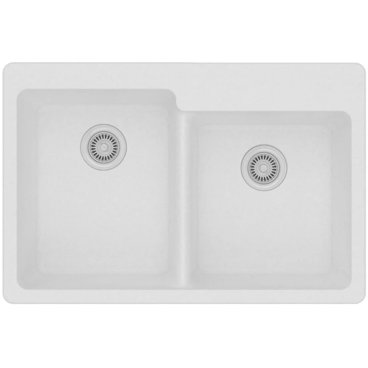 Kitchen Sink Quartz Classic 33 x 22 Inch Double Bowl Offset White Drop-In - Frankwebs