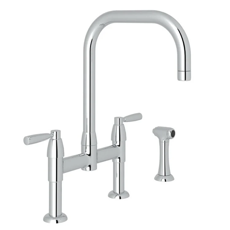 Kitchen Faucet Holborn 8 Inch Spread 2 Lever Satin Nickel Bridge U-Spout 1.8 Gallons per Minute - Frankwebs