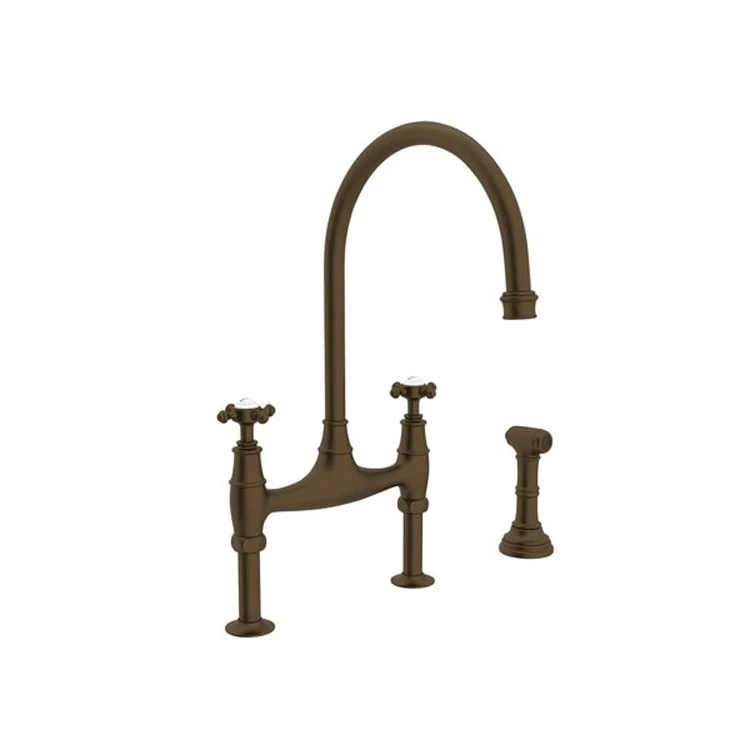Kitchen Faucet Georgian Era 7-7/8 Inch Spread 2 Cross Polished Nickel Bridge Swivel Spout 1.8 Gallons per Minute 10-7/8 Inch - Frankwebs