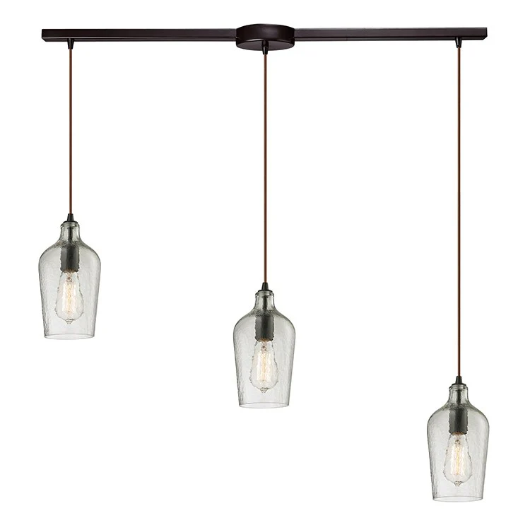 Hammered Glass Three-Light Linear Pendant - Frankwebs