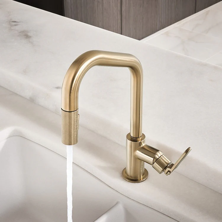 Litze Single Handle Pull Down Faucet with Angled Spout/Industrial Handle - Frankwebs