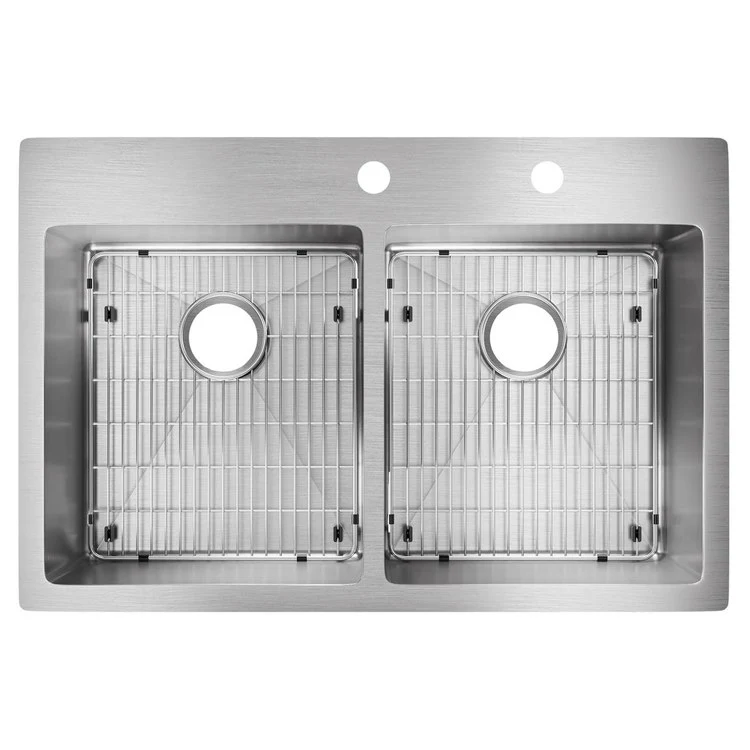 Kitchen Sink Crosstown 33 x 22 Inch Double Bowl Equal Kit FR2 Hole Polished Satin Drop-In Undermount - Frankwebs