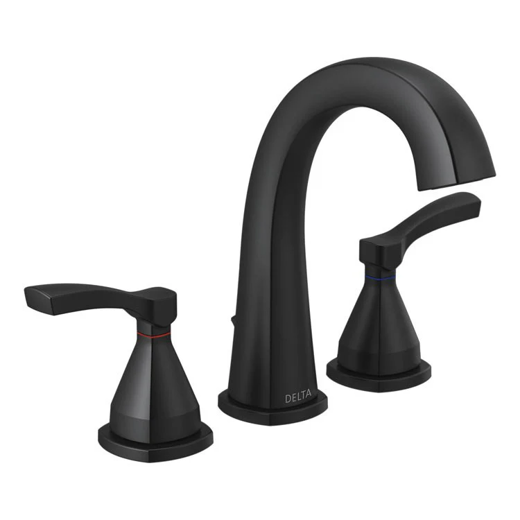 Lavatory Faucet Stryke Widespread 4-16 Inch Spread 2 Lever ADA WaterSense Matte Black 1.2 Gallons per Minute Metal Pop-Up - Frankwebs