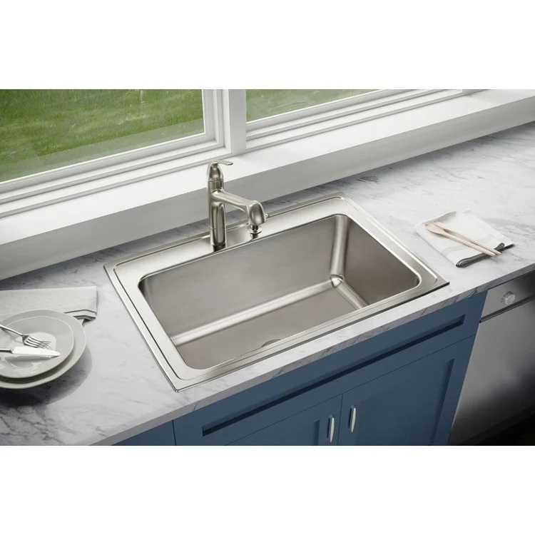 Kitchen Sink Lustertone Classic 33 x 22 Inch Single Bowl Lustrous Satin Drop-In 11-5/8 Inch - Frankwebs