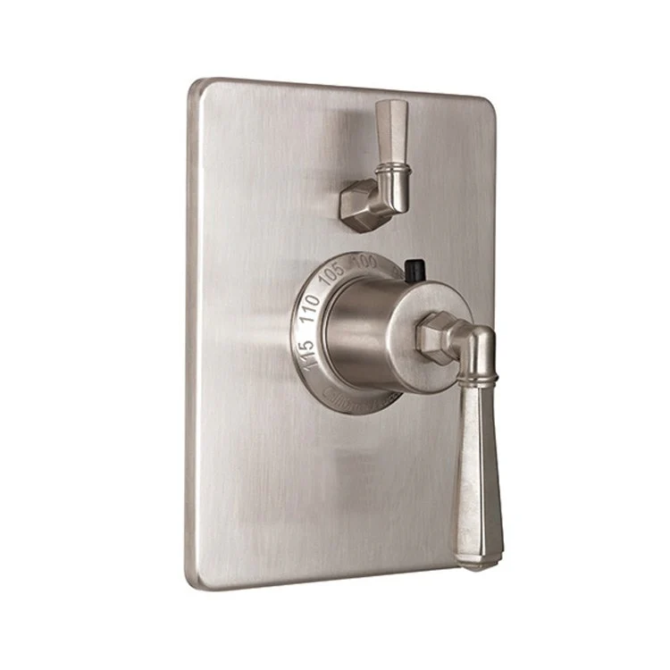 Thermostatic Trim Monterey Rectangular with Single Volume Control 2 Lever Satin Nickel ADA for Requires Rough Valve TH51-R Or TH51D2-R Handles and Escutcheon Brass - Frankwebs