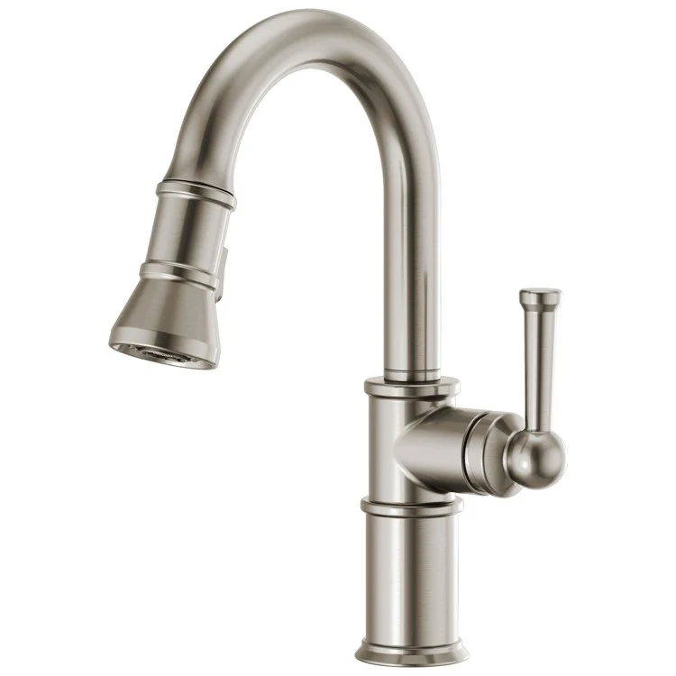 Prep Faucet Artesso 1 Lever ADA Brilliance Polished Nickel Pull Down 2 Function Wand Aerated Stream/Spray 360 Degree Swivel - Frankwebs