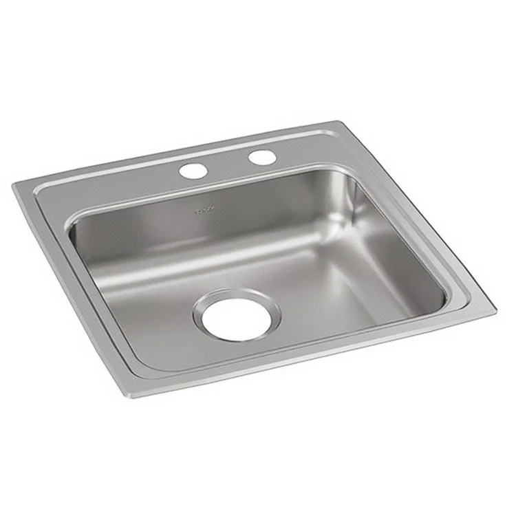 Kitchen Sink Lustertone Classic 19.5 x 19 Inch Single Bowl MR2 Hole ADA Lustrous Satin Drop-In Rectangle Drain Location Rear Center Depth 5 Inch Bottom Only Pads - Frankwebs