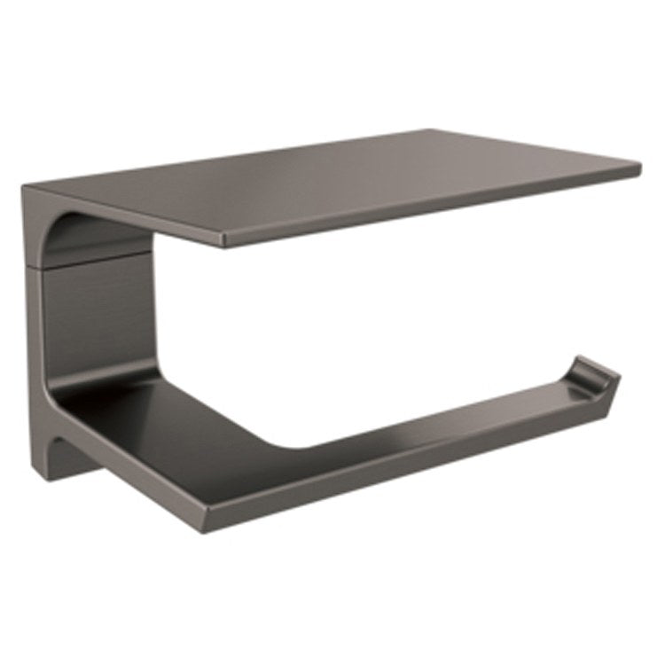 Toilet Paper Holder Pivotal Open with Shelf Brilliance Stainless Metal 6-15/16 Inch 3-15/16 Inch Wall Mount - Frankwebs