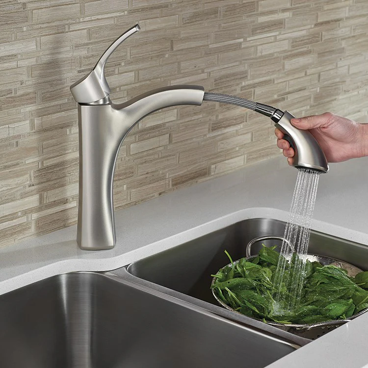 Voss Single Handle High Arc Pull Out Kitchen Faucet - Frankwebs