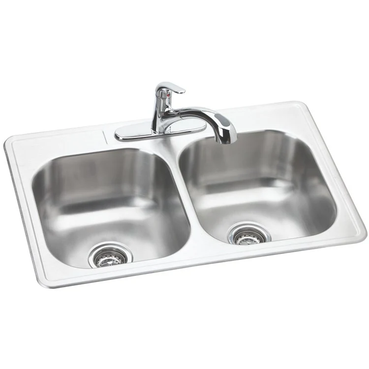 Kitchen Sink Dayton Elite 33 x 22 Inch Double Bowl Faucet Kit 3 Hole Elite Satin Top Mount - Frankwebs