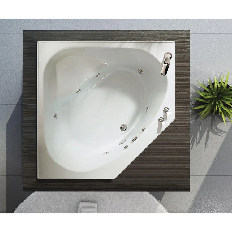 Tub Tandem Ii 60 x 60 x 18-3/4 Inch Corner with Whirlpool/Aeroeffect Center White Acrylic - Frankwebs
