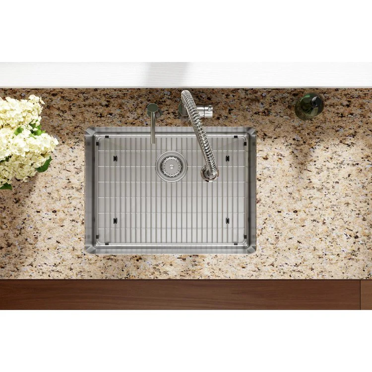 Kitchen Sink Crosstown 25 x 22 Inch Single Bowl 2 Hole ADA Polished Satin Drop-In Undermount Rectangle Drain Location Rear Center Depth 6 Inch Sound Guard - Frankwebs