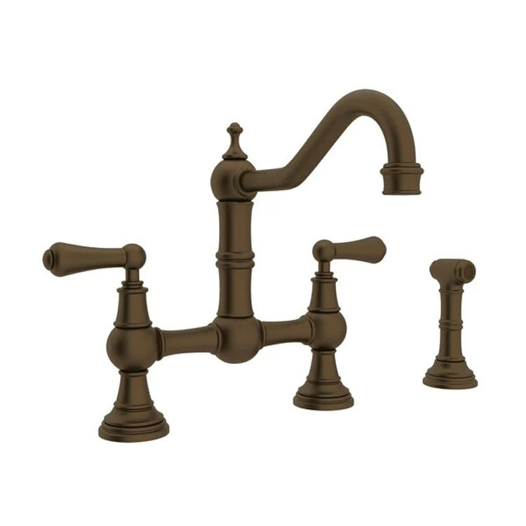 Kitchen Faucet Edwardian 8 Inch Spread 2 Lever English Gold Bridge Swivel Spout 1.8 Gallons per Minute - Frankwebs