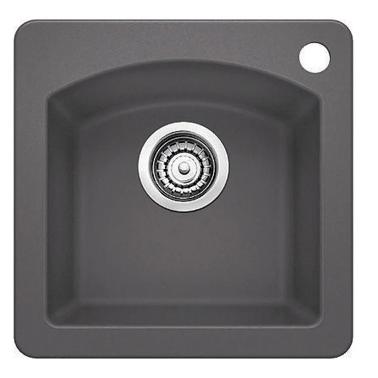 Bar Sink Diamond 15 x 15 Inch Single Bowl 1 Hole Coal Black Drop-In/Undermount - Frankwebs