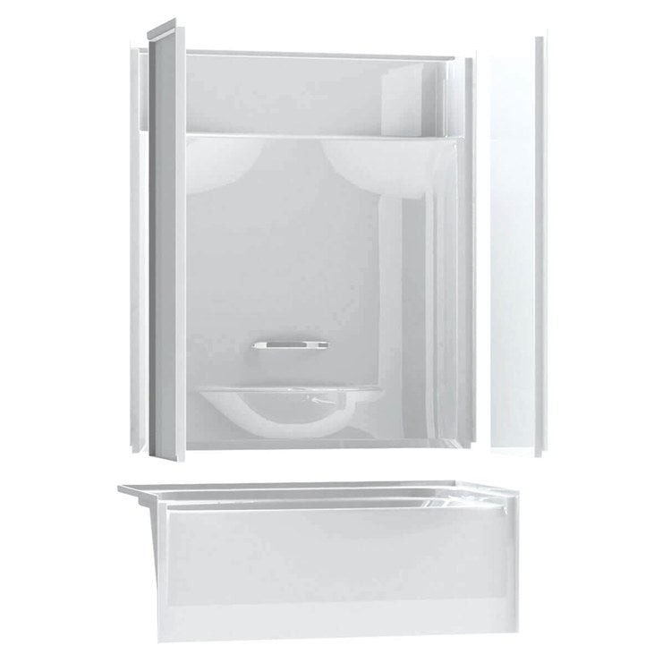 Tub and Shower Module 53-7/8 x 29 x 77-1/2 Inch AcrylX Right Drain White 4 Pieces - Frankwebs