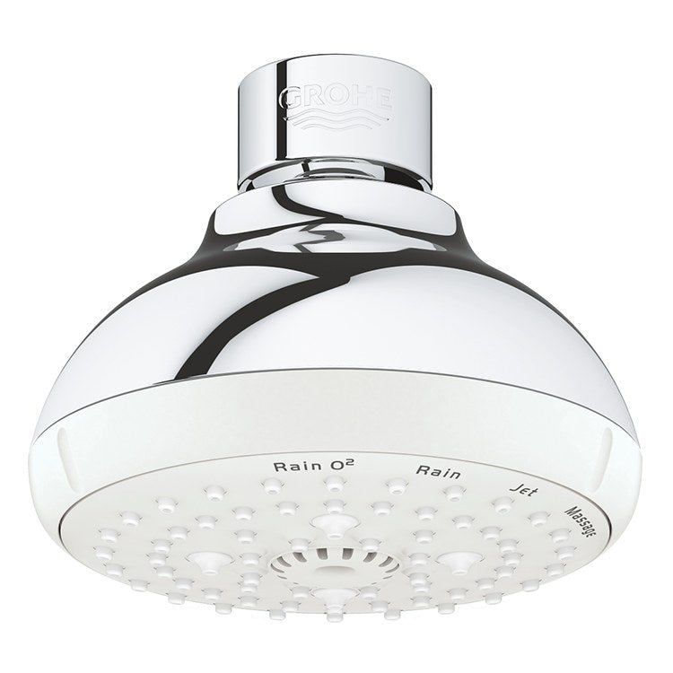 Showerhead New Tempesta 100 4 Function Starlight Chrome 4 Inch 1.75 Gallons per Minute Rain O2 Rain Massage Jet - Frankwebs