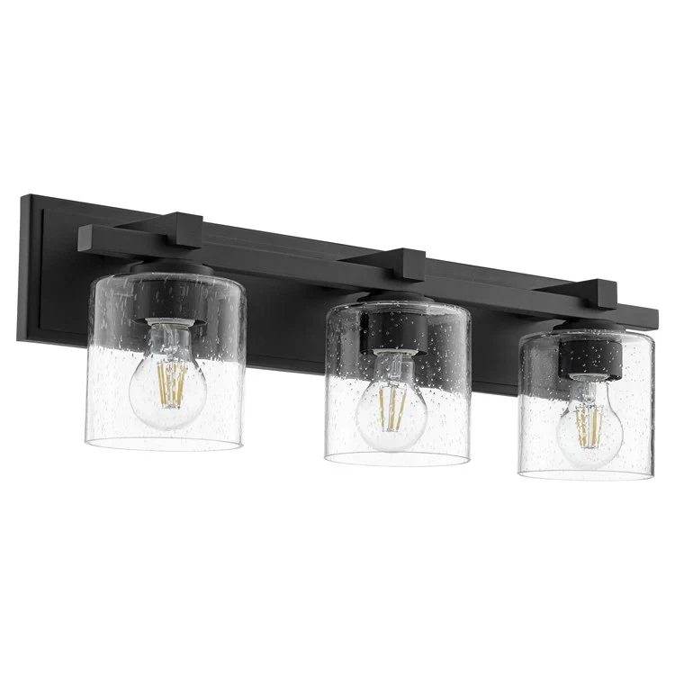 Signature Cylinder Three-Light Bathroom Vanity Fixture with Clear Seeded Glass Shades - Frankwebs