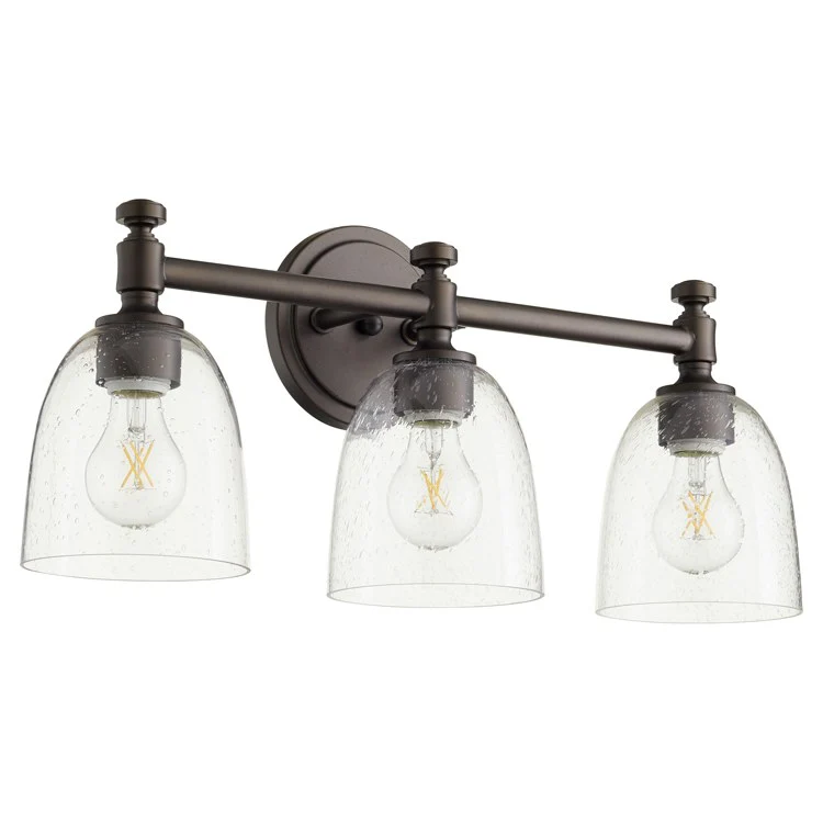 Rossington Three-Light Bathroom Vanity Fixture with Clear Seeded Glass Shades - Frankwebs