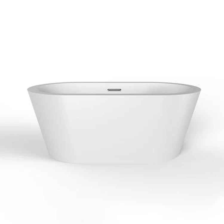 Freestanding Tub Orlando 59 Inch Oval Acrylic White/Oil Rubbed Bronze Drain and Overflow No Faucet Holes - Frankwebs
