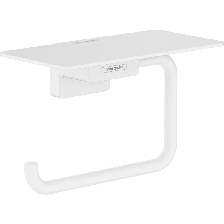 Toilet Paper Holder AddStoris Rectangular with Shelf Matte White Metal 6 Inch 3-1/8 Inch Wall Mount - Frankwebs