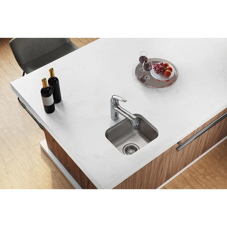 Bar Sink Dayton 15 x 13 Inch Single Bowl Radiant Satin Undermount Rectangle Drain Size 3-1/2 Inch - Frankwebs