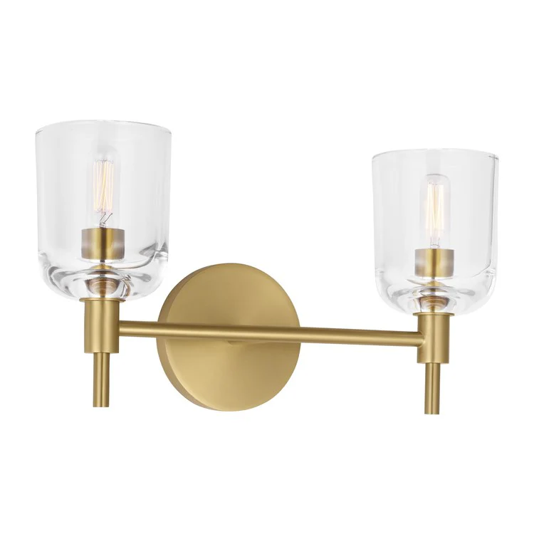 Vanity Light Hartley 2 Lamp Burnished Brass Steel LED Candelabra T6 - Frankwebs