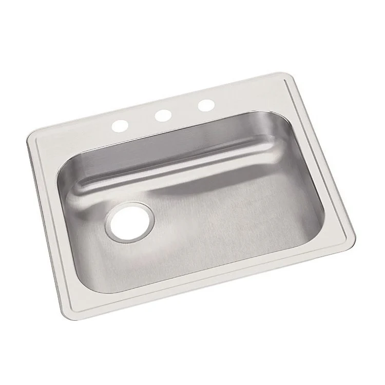 Kitchen Sink Dayton 25 x 22 Inch Single Bowl 3 Hole ADA Satin Drop-In Rectangle Drain Location Rear Left Depth 5-3/8 Inch Bottom Only Pads - Frankwebs