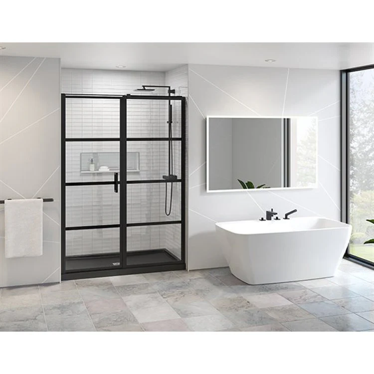 Shower Door Latitude Inline Pivot 54 x 79 Inch Matte Black Clear with Black 5/16 Inch - Frankwebs